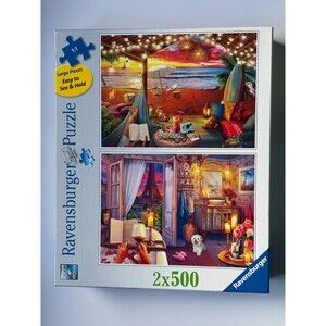 Ravensburger Cosy Cabana & Cosy Bathroom 500 Large Piece Jigsaw Puzzles COMPLETE